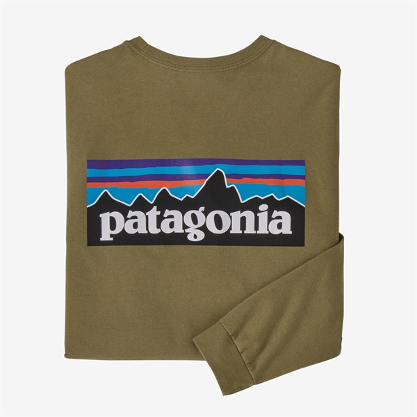 Patagonia Mens L/S P-6 Logo Responsibili Tee - Moray Khaki